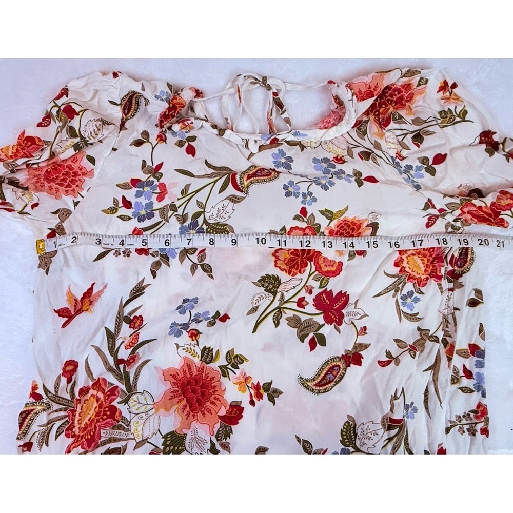 LOFT‎ Floral Boho Blouse M Lightweight Viscose Peasant Top - Picture 8 of 10
